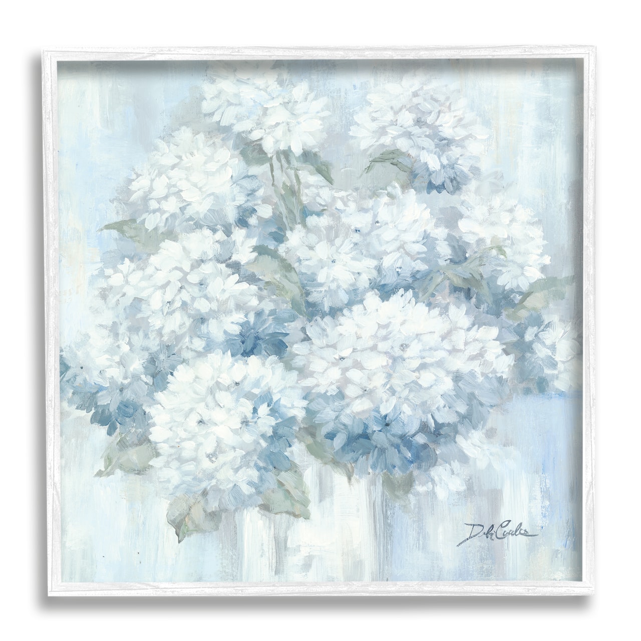 Stupell Industries Soft Blue Hydrangea Painting Blooming Flower Petals Framed Wall Art